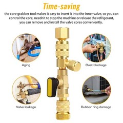 HVAC AC Schrader with Valve Cores Remover Dual Size 1/4″ & 5/16″ Installer Tools
