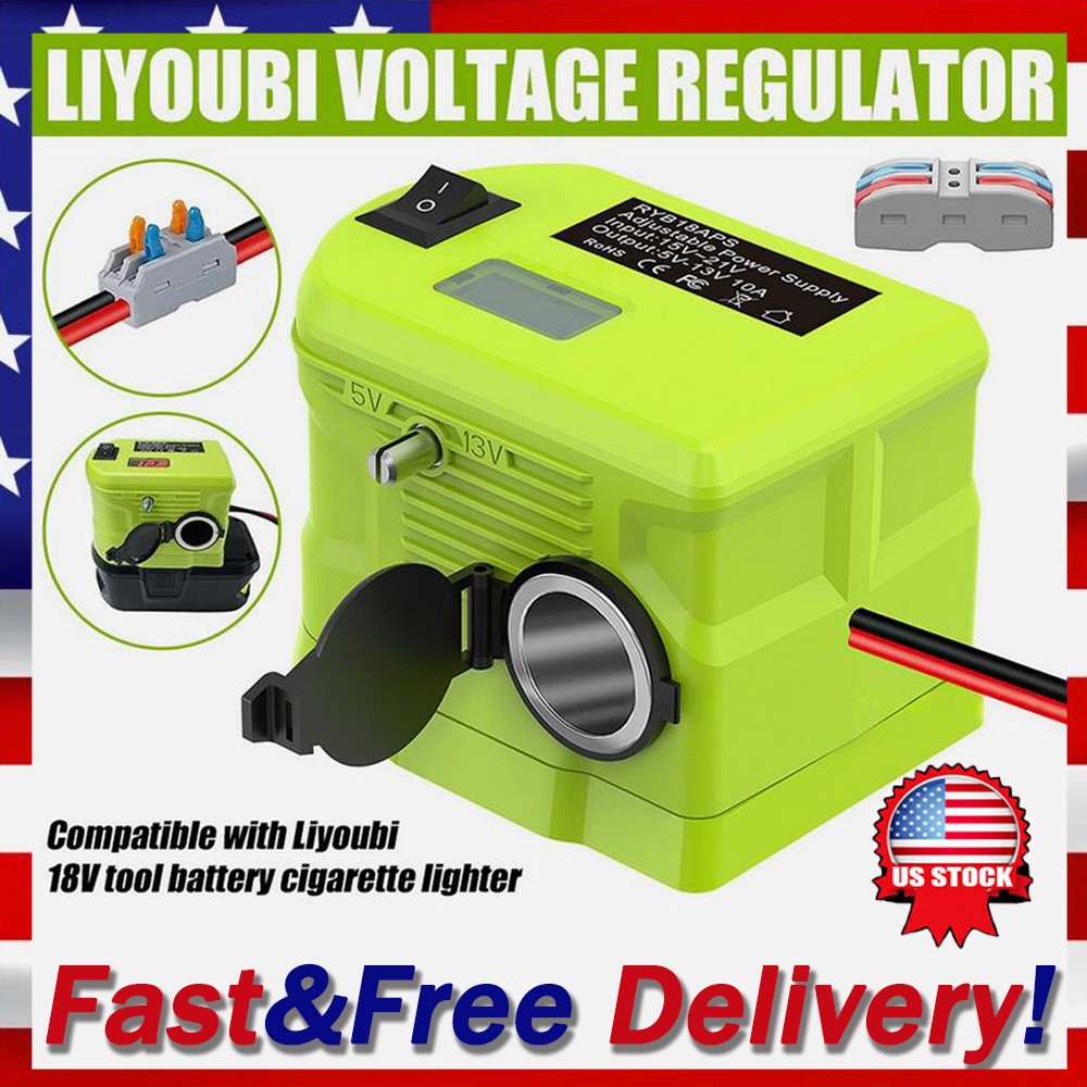 DC 18V-12V Step Down Converter Adapter Cigarette Lighter for Ryobi 18V Battery