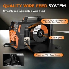 250A MIG Welder,6 in 1 Gas MIG/Gasless Flux Core/Stick/Lift TIG/Spot Welding/Spo