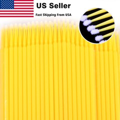 Dental Micro Applicator Brush Disposable Makeup Eyelash Brushes 2.0mm Yellow