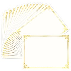 50 Sheets Certificate Paper for Printing,Gold Foil Metallic Border,8.5×11 inc…
