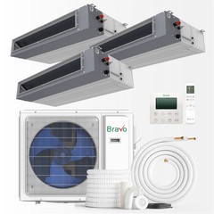 Bravo 3-Zone Ducted Mini Split AC & Pump 24000 BTU Slim Duct 9K+12K+12K