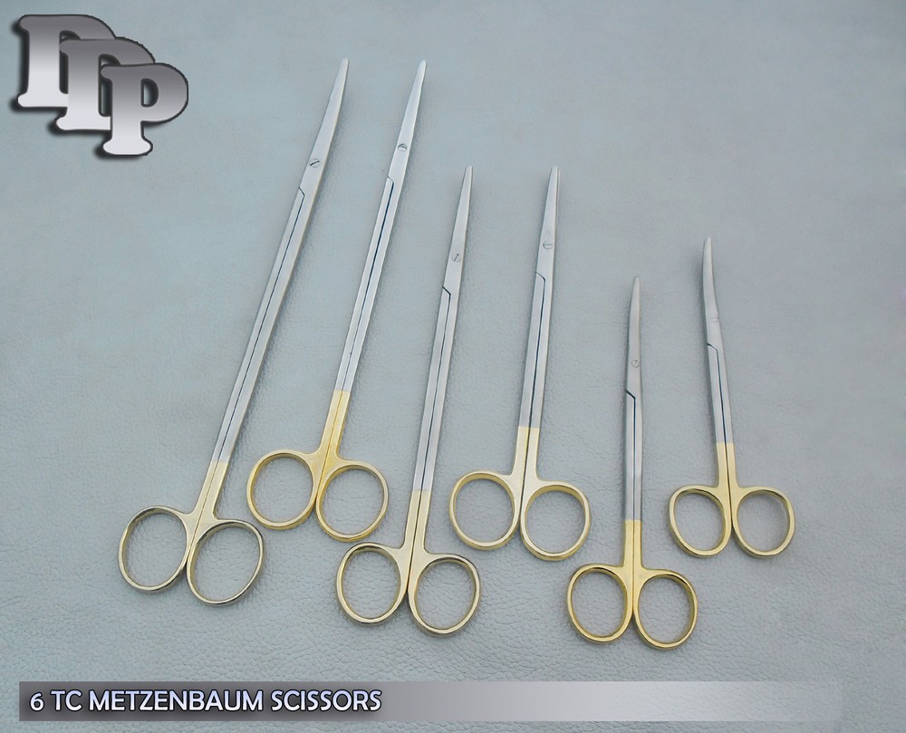 SET OF 6 PC T/C O.R GRADE METZENBAUM SCISSORS CURVED TIP 5.5″ 6″ 7″ 8″ 9″ 10″