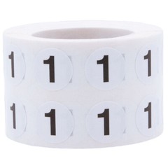 White with Black Number Stickers | 0.5″ Inch Round | 1000 Pack | Pick from 0-20