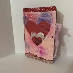 Handmade Junk Journal Valentine Theme Measures 8.5 X 5.5 Inches