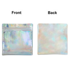 Multi-Sizes Glossy Square Double side Holographic Stand Up Foil Bag Resealable