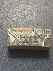 FLo Check nozzle monitor | Vintage letterpress printing block – York PA