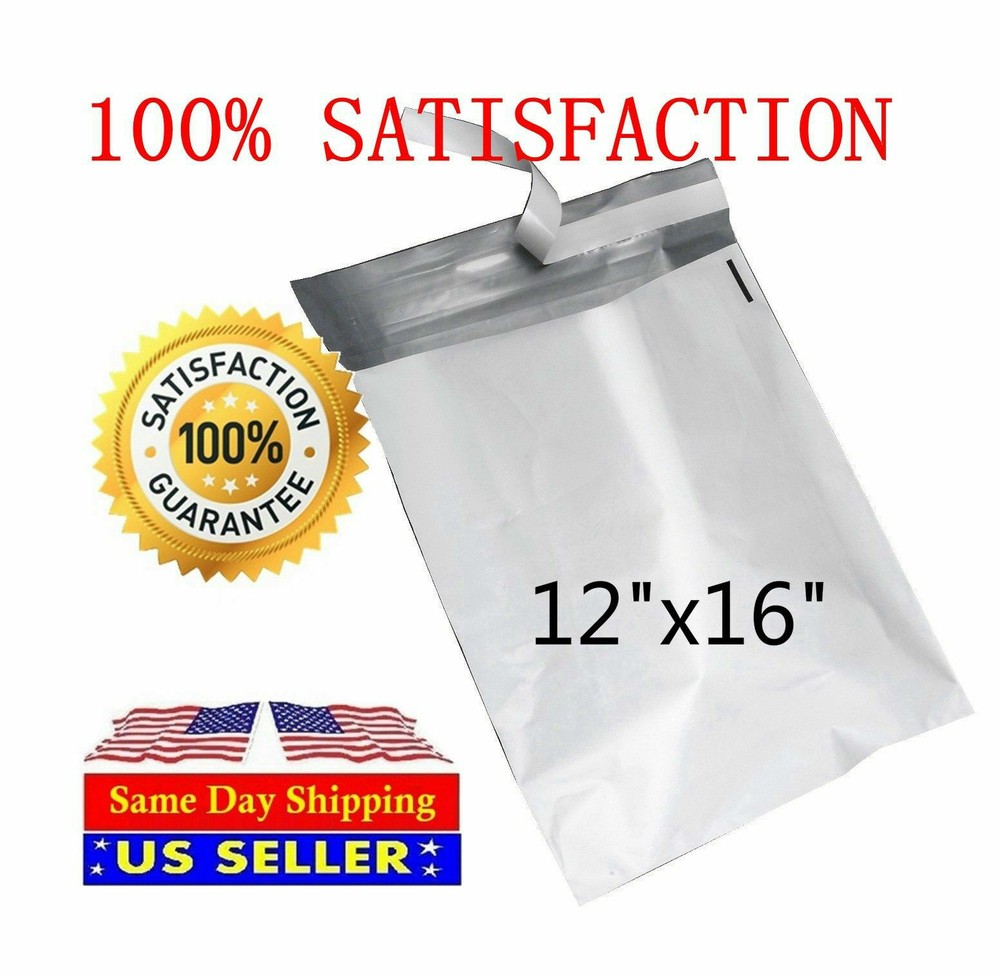 300 12X16 White Poly Mailer Self Sealing Shipping Envelopes Bags- ST ShipMailers