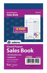 Adams General Purpose Sales Book, 2-Part, Carbonless, White/Canary, 3-11/32″ x