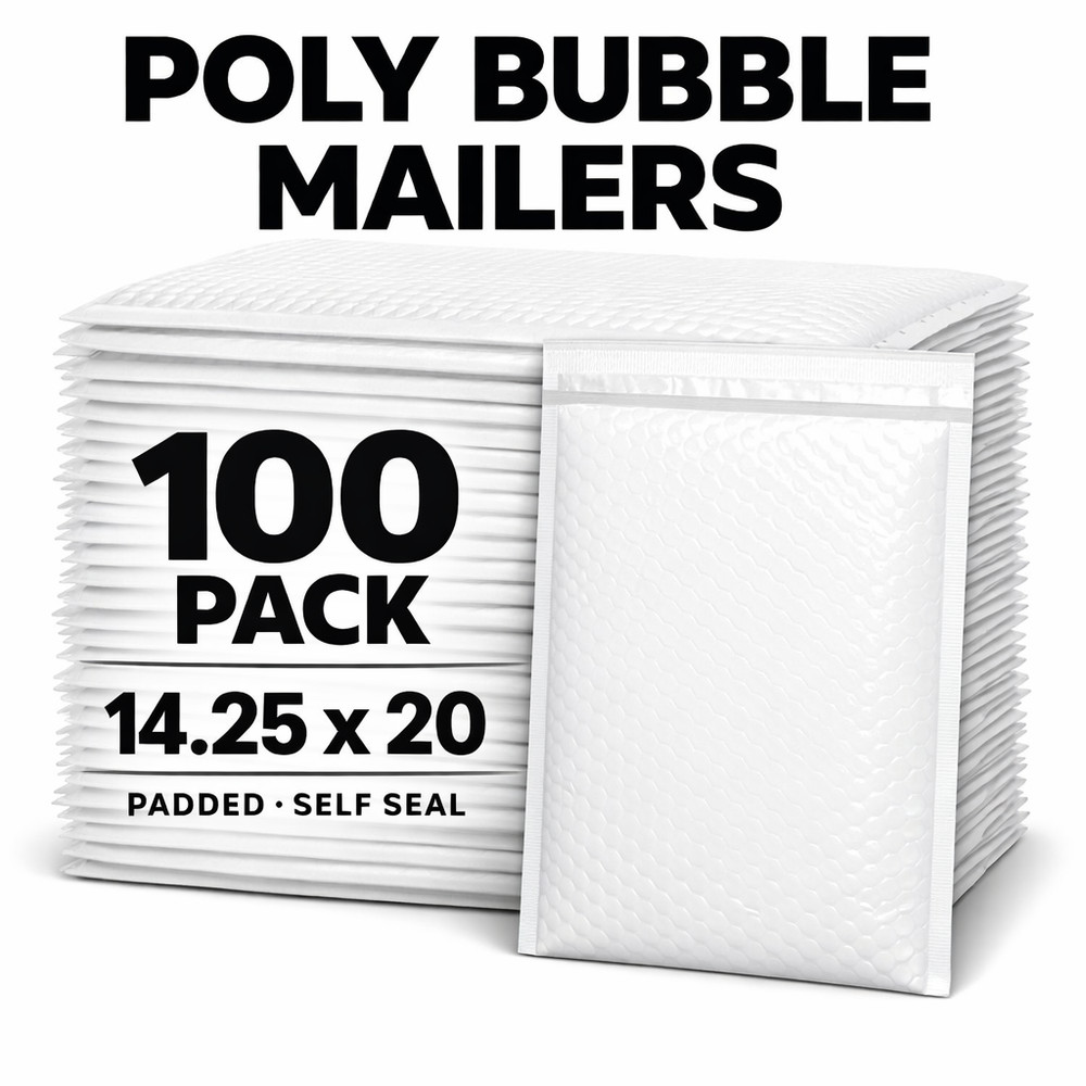 100 Poly Bubble Mailers #7 14.25×20 Large Padded Shipping Envelopes Self Seal
