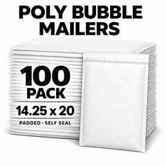 100 Poly Bubble Mailers #7 14.25×20 Large Padded Shipping Envelopes Self Seal