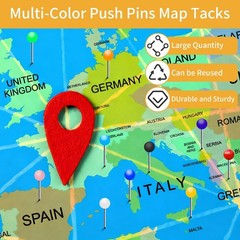 600 Multi-Color Push Pins 1/8in Round Head Stainless Map Thumb Tacks for Office
