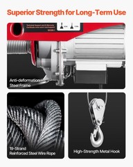 VEVOR Electric Hoist 1320lbs Crane Winch with Wireless Remote Control 1150W 110V