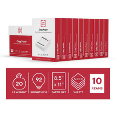 TRU RED Copy Paper 8.5×11 20 lb White 500 Sheets 10 Reams 5000 Sheets Carton