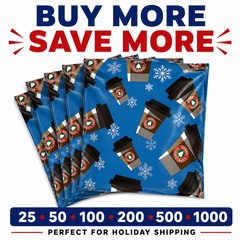 Peppermint Mocha Christmas Poly Mailers 10×13 Self Seal Holiday Shipping Bags