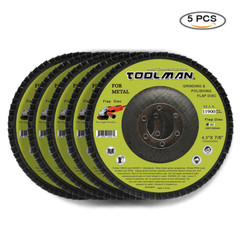 Toolman 4.5″ 60 Grit Sanding Flap Discs 5PC 7/8″ Arbor BTH014