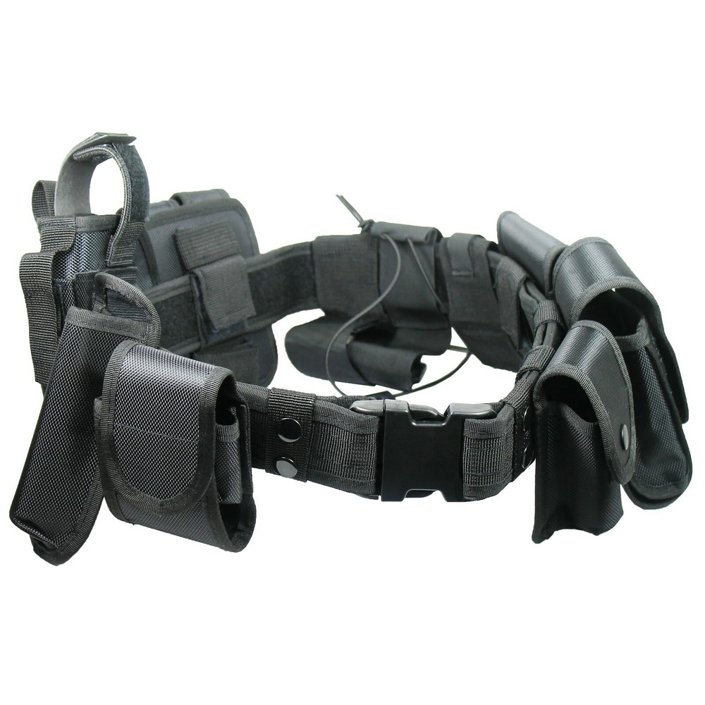 Black Tactical Nylon police Security Guard Duty Belt Utility Kit System w/ Pouch