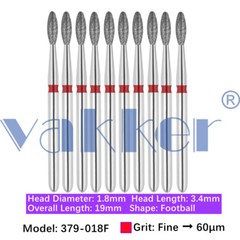 10pc/pk Dental Diamond Burs Shape Egg Diamond Bur Super Fine Medium Coarse