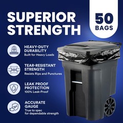 Plasticplace 95-96 Gallon Trash Bags 2 mil thick – 50 Bags on Rolls