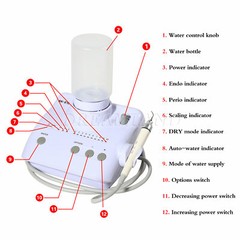 Dental Ultrasonic Scaler +5*Tips LED Handpiece 2*Bottles Fit EMS Cavitron NSK XL