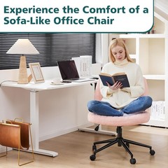 Adjustable Swivel Criss Cross Chair in Teddy Pink – Ideal for Office & Vanity