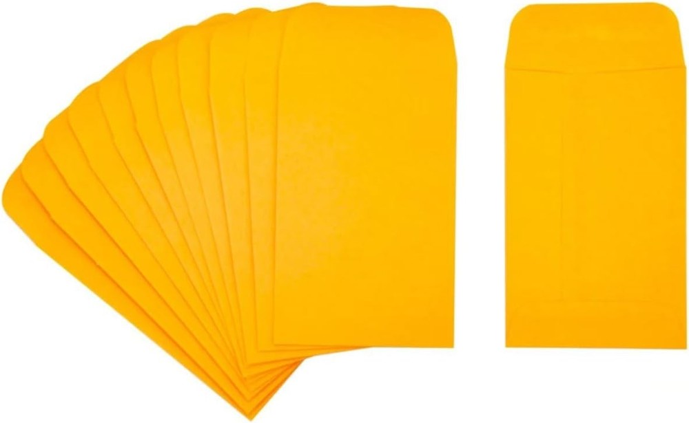 120 Pack Of #1 Small Coin/Seed Envelopes 2.25″ x 3.5″ with Gummed Flap Yellow