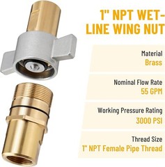 NEW 1″ NPT Wet-Line Wing Nut Hydraulic Quick Disconnect Coupler / Coupling Set