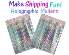 5X9″ 6X10, 8.5X12, 9.5X13″ Holographic Bubble Mailers, Metallic Padded Envelope