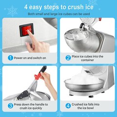 300W Electric Snow Cone Crusher Maker Machine 143lbs Commercial Ice Shaver