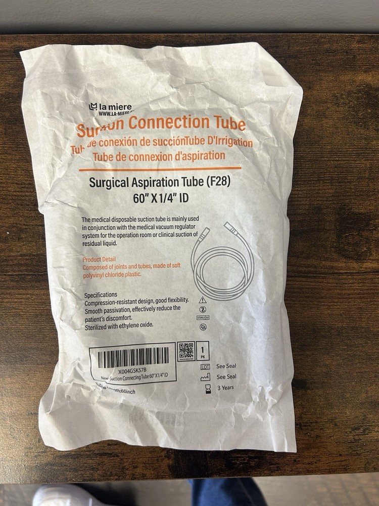 La Miere Sterile Bulb Tip Vented Surgical Aspiration Tube (F28) 6’x1/4″ ID
