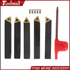 Findmall 5x 3/8″ Lathe Indexable Carbide Insert + Turning Tooling Bit Holder Set