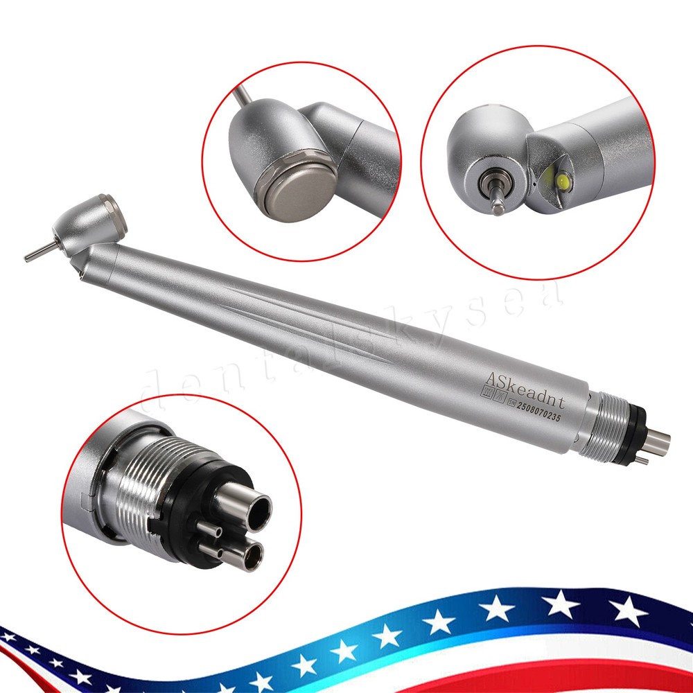 Dental Surgical Handpiece 45° Angle LED Self Power Rear Exhaust 4Hole M4
