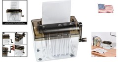 Quiet Hand-Powered Paper Shredder – Portable Document Shredder in Mini Black