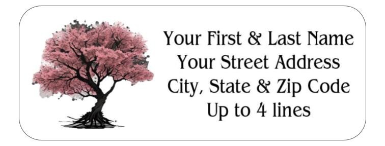 150 Cherry Blossom Tree Mailing Return Address Labels Personalized 1 x 2 5/8 in