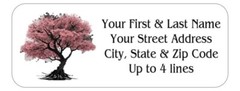 150 Cherry Blossom Tree Mailing Return Address Labels Personalized 1 x 2 5/8 in