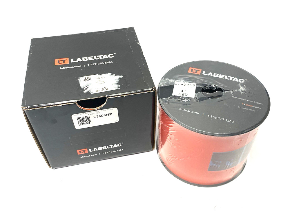 LabelTac LT404HP Pro Model High Perf. 10 Year Vinyl Label RED, 4″ x 150’/Roll