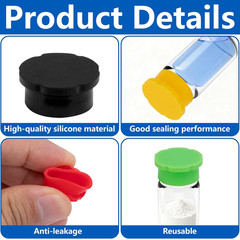 8 Pcs 3ml Silicone Vial Caps Leakproof Reusable Glass Vial Covers 4 Colors