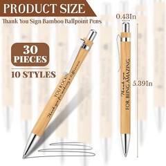 30 Pcs Inspirational Bamboo Pen Thank You Wood 1 Count (Pack of 30), Black