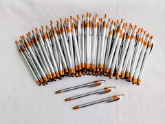 100 Stylus Tip Click Pens Javalina Hub Pen lot METALLIC SILVER & ORANGE