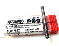 Accupro 86817897 3/16″ 4FL Corner Radius End Mill .015R Solid Carbide AlTiN NEW