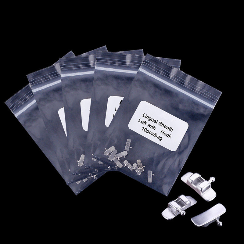 100 Pcs 10 Packs Dental Orthodontic Lingual Sheath Left/Right with Hooks