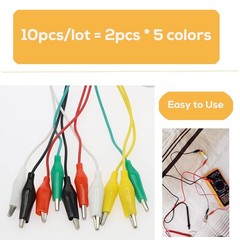 30PCS Alligator Clips Test Leads Wires 5 Color Dual End Crocodile Clips