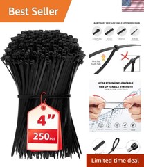 Multi-Purpose 250 PCS 4-Inch Nylon Cable Ties – Secure & Efficient Fasteners
