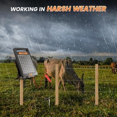 24 Hour Solar Electric Fence Charger 10 Miles Up to 10200V Output Range Electric