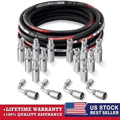 33FT 1/4″ Hydraulic Hose w/ 16 Fittings (JIC Female & NPTF Male & JIC Female 90°