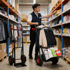 Manual truck with double handles 330 lb trolley for moving heavy platform truck