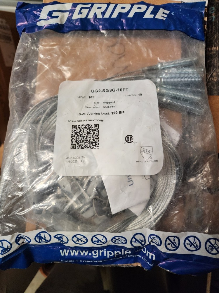 Gripple #3 WIRE W/ uni-strut Lock Hanger For Hvac Duct Work