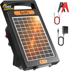 10-Mile Solar Electric Fence Charger 0.18 Joule Day/Night Mode for Livestock