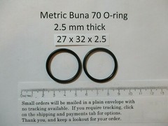 27mm ID x 32mm OD x 2.5mm thick O-ring. Buna-70. Quan 2.