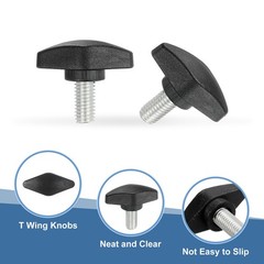 12 Pcs M8 x 16mm Tee Thumb Screws, 35mm Width Carbon Steel Tee Wing Knobs Screws
